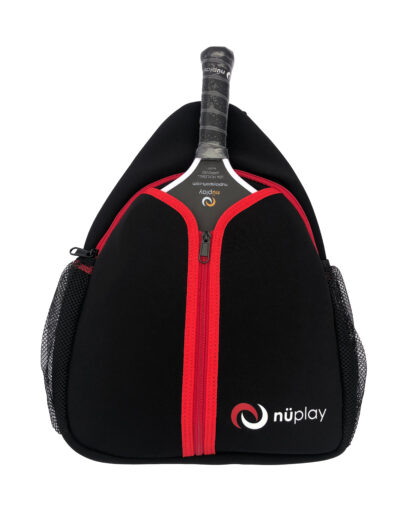 Black neoprene bag with holding hook - front - with paddle
